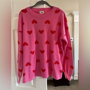 Pulse Pink and Red Heart Valentine’s Sweater NWOT